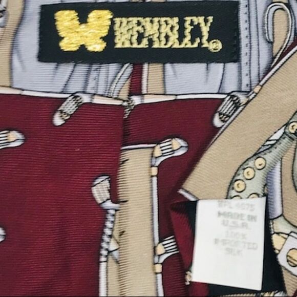 Wembley Golfers Tie Maroon Tan - Picture 4 of 5